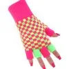 Vingerloze Handschoenen Neon Roze/Groen/Geel Geblokt